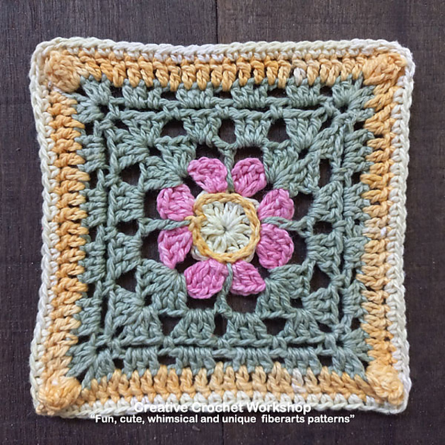 Hip Primrose Flower Granny Square