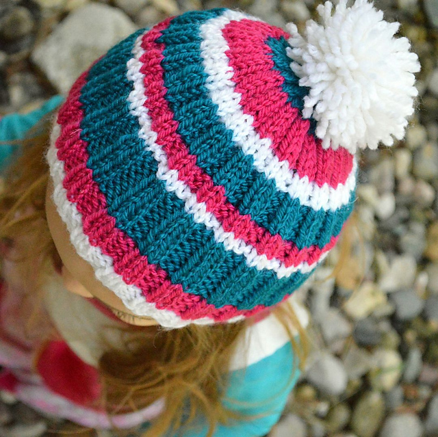 Olivia's Striped Hat with Pompom