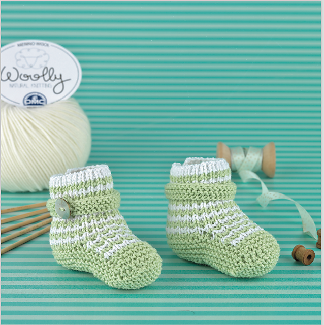 Green and White Booties with Ankle Straps