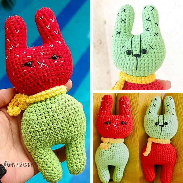 Ravelry: 2 headed bunny, strawberry and cactus pattern by Joy