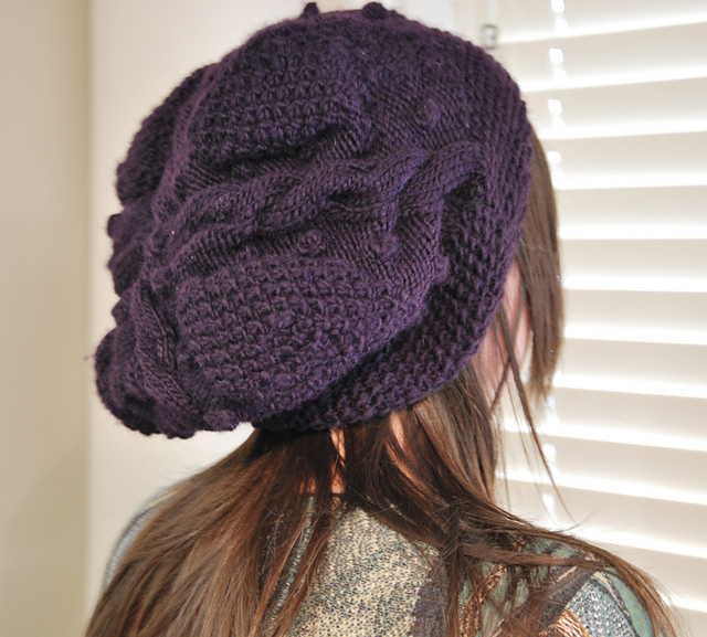 Cable and Bobble Floppy Beret