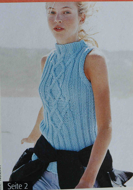 # 01 Pale Blue Top with Cables