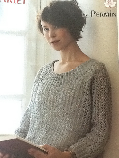 898003 Raglanbluse med hulmønster