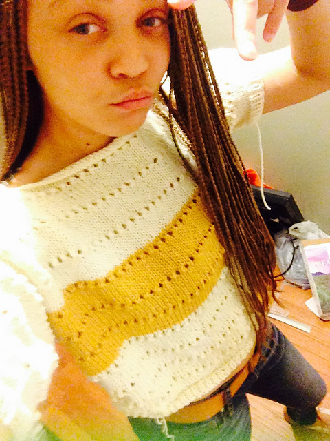 Knit eyelet crop