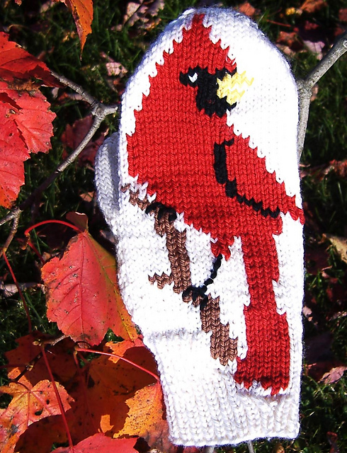 Cardinal Mittens (Intarsia)