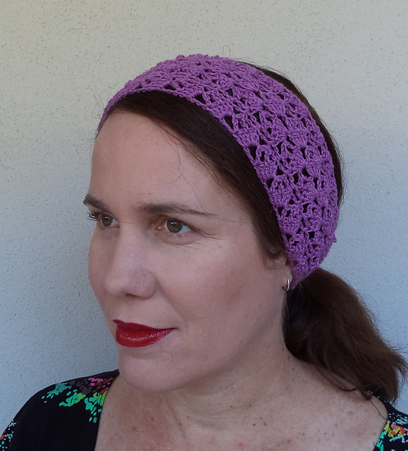 Crochet Headband, Lacy Cotton
