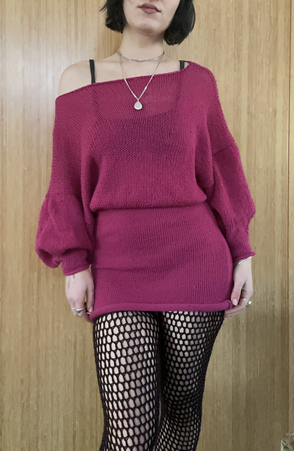 Raspberry Knit Sweater Dress