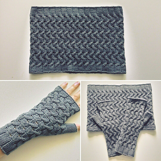 Blindspot Fingerless Mitts and Cowl