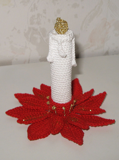 Poinsettia Candleholder and Candle 