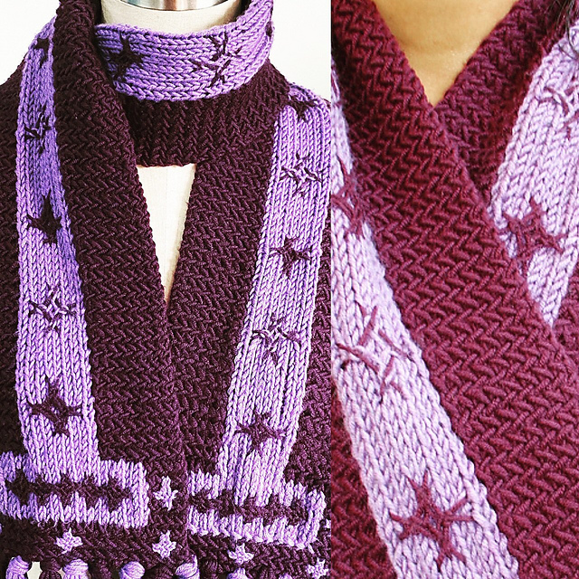 Herringbone Knitted & Embroidered Scarf