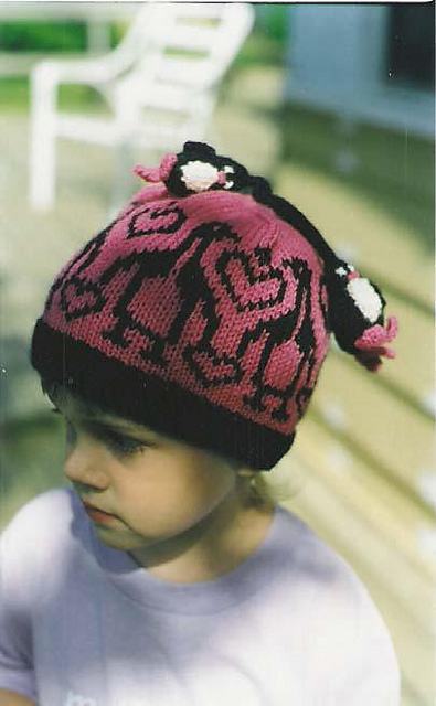 Heart & Penguin Hat with Penguin Tassels