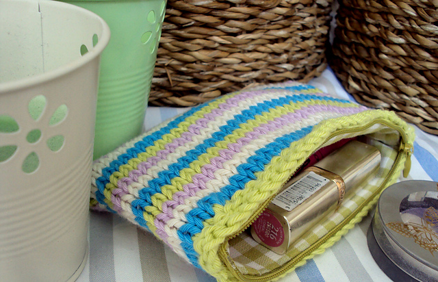Striped Make Up Bag