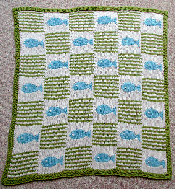 Fish and Stripes Cot Blanket