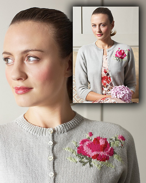 #04 Cardigan with Rose Motif