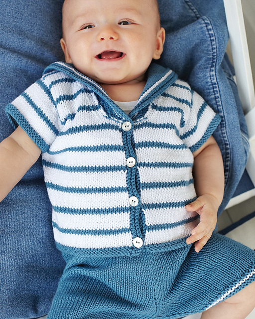 Ravelry 18 Sailor Collar Cardigan and Shorts pattern by Debbie Bliss