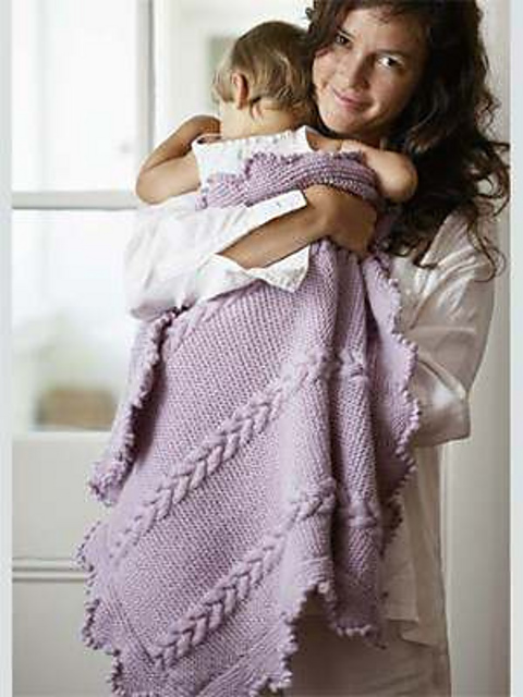 Cable and Garter Cot Blanket