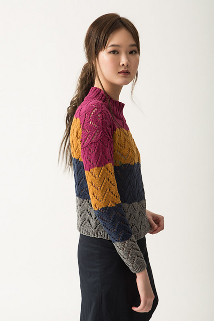 Striped Eyelet Chevron Jumper