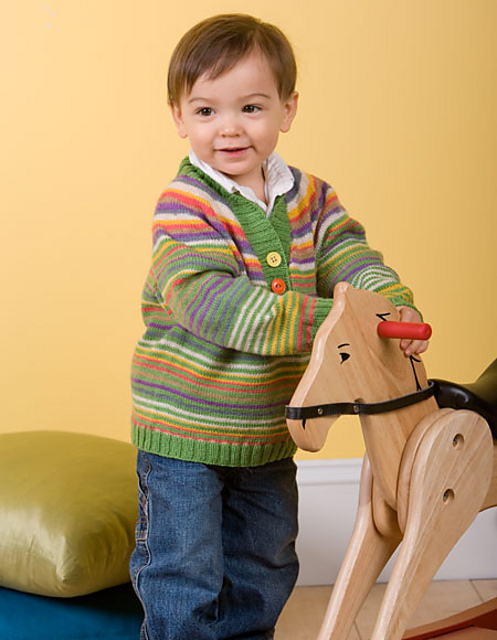 Happy Stripes Yoked Baby Pullover