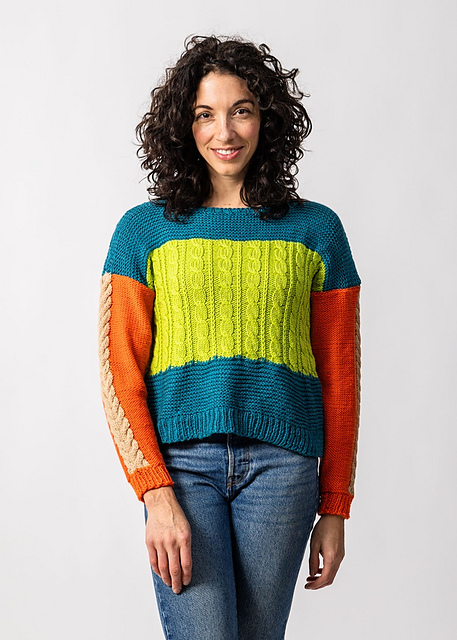 Colorblock Cable Sweater