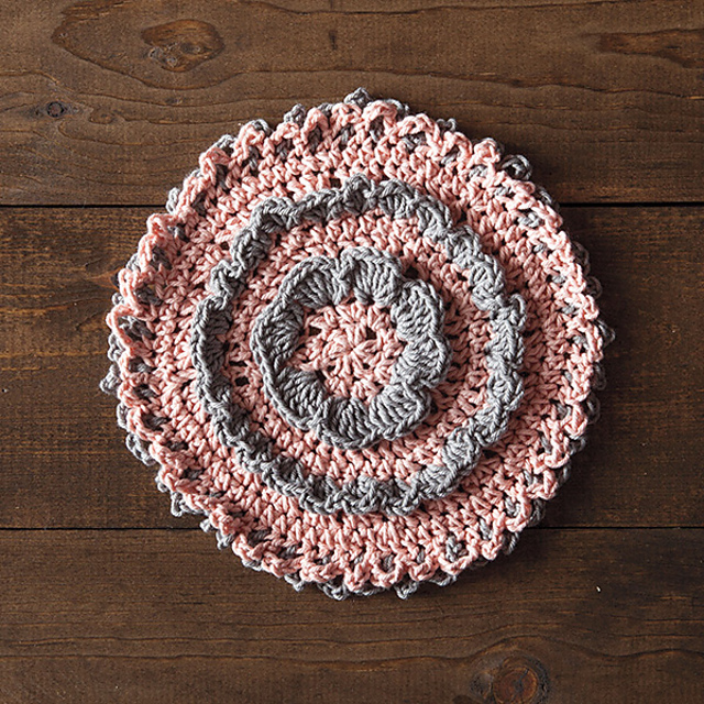 Misty Rose Crochet Dishcloth 