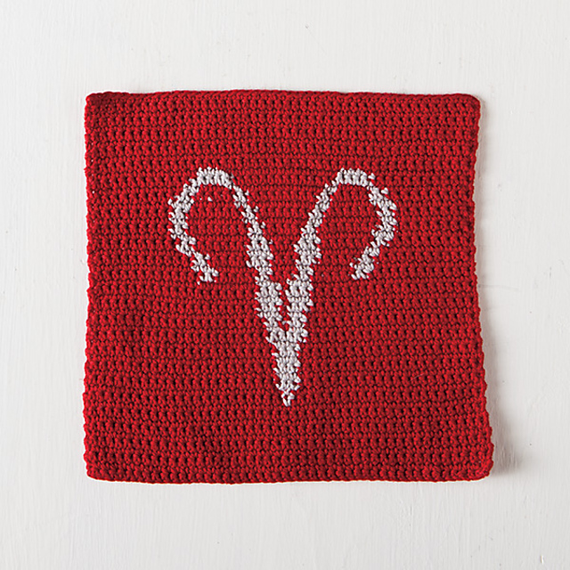 Zodiac Crochet Dishcloth Series -  Aries