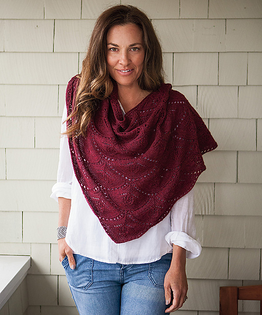 Fuchsia Crescent Shawl