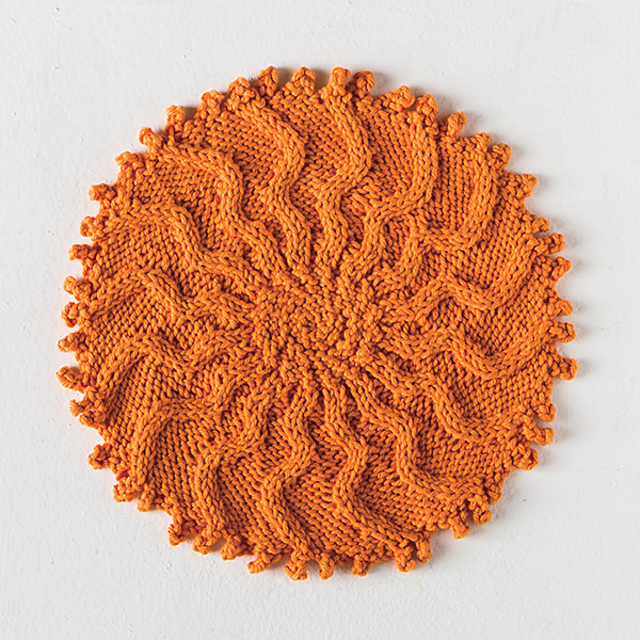 Cabled Sunburst Washcloth