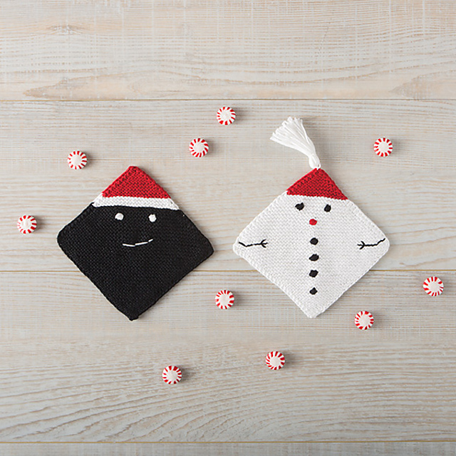 Snowman and Sassy Coal Dishcloths
