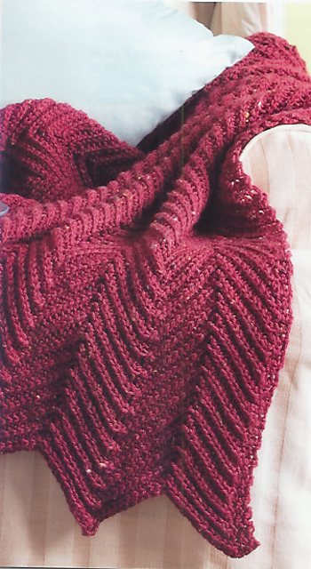 Knitted Single Stitch Ripple Afghan