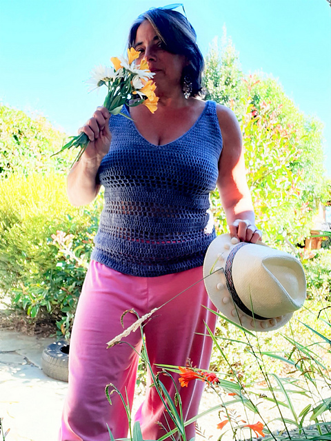 Musculosa manzano en flor crochet