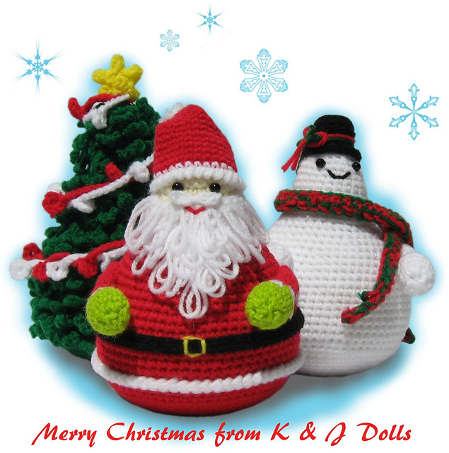 Santa, Snowman and Tree Amigurumi
