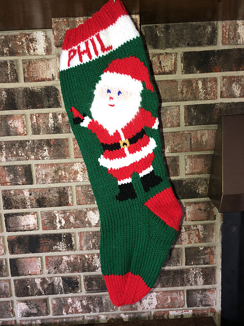 Santa with Cardinal Stocking