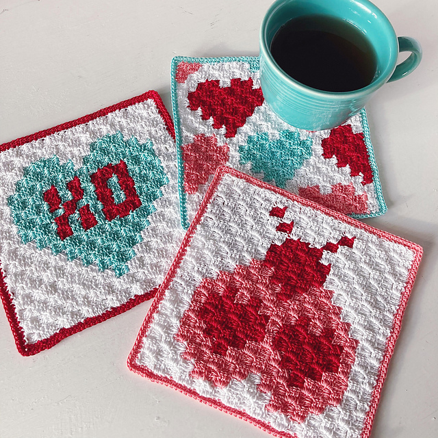 Valentine's Day C2C Mug Rugs