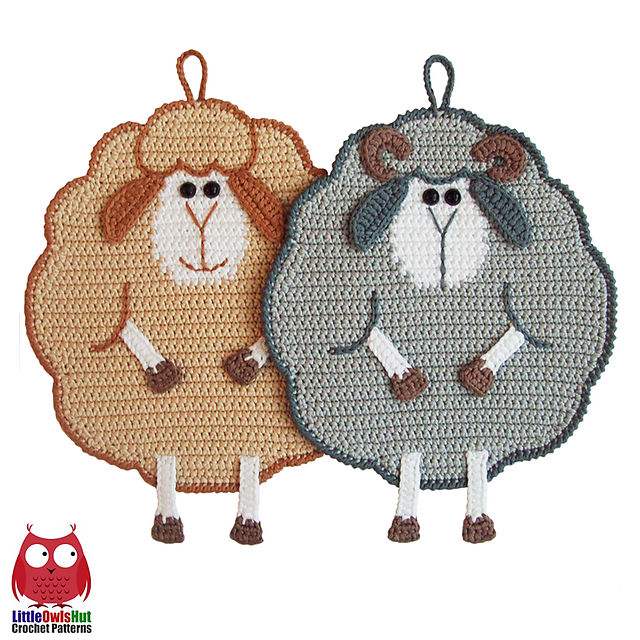 065 Mr and Mrs Sheep potholder