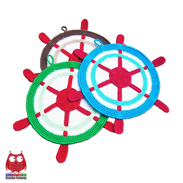 212 Ship wheel decor or Potholder