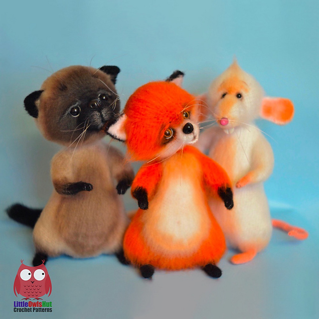 Ravelry: 262 Faithful Friends Cat, Mouse, Fox pattern by LittleOwlsHut