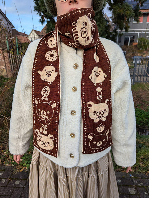 Cozy Bear and Bird Scarf