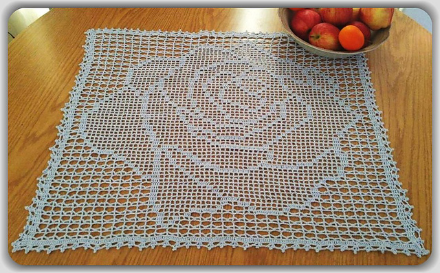 Rose Square Filet Doily
