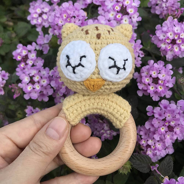 Baby Rattle/Teether Amigurumi Owl