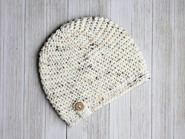 Herringbone Button Beanie