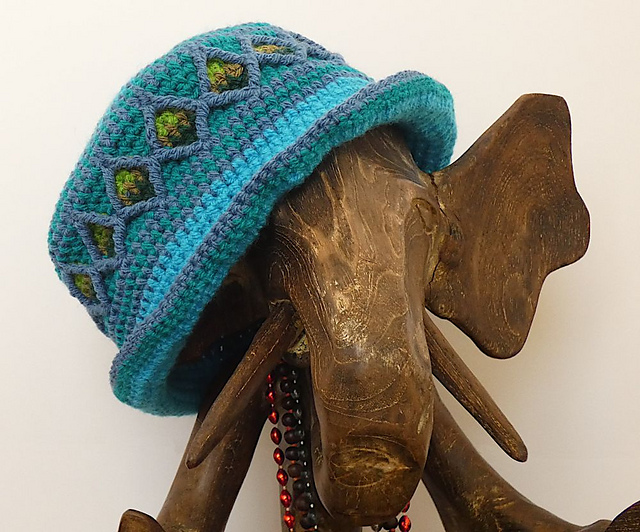 Colorful Brimmed Hat with Diamonds