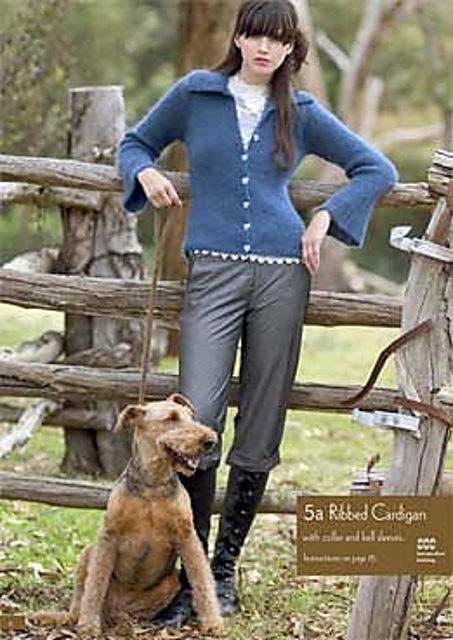 No. 5a - Ribbed Cardigan with Collar and Bell Sleeves