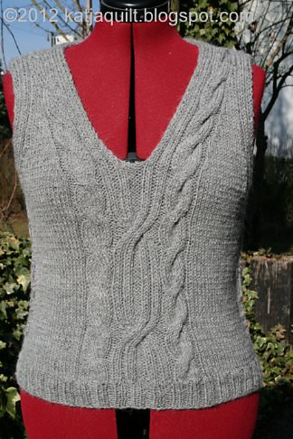Sweater Vest with V-Neck and Cables