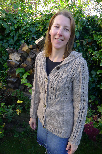 Knitted Cabled Hooded Jacket