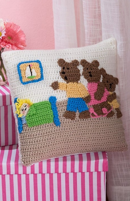 Ravelry: Goldilocks and the Three Bears Pillow pattern by Michele Wilcox
