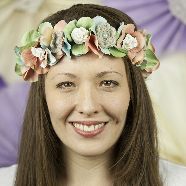 Floral Crown with Crocheted Flowers