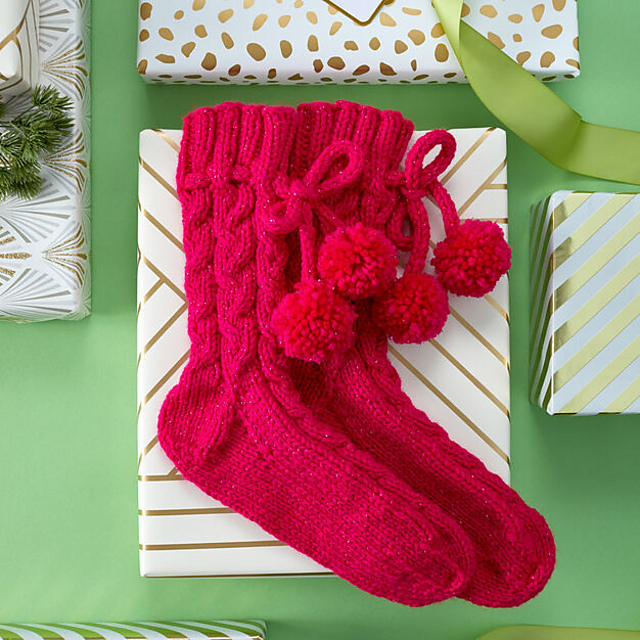Cheerful Cable Slipper Socks