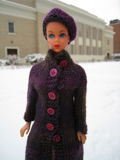 Barbie Knitting Pattern High Collar Coat