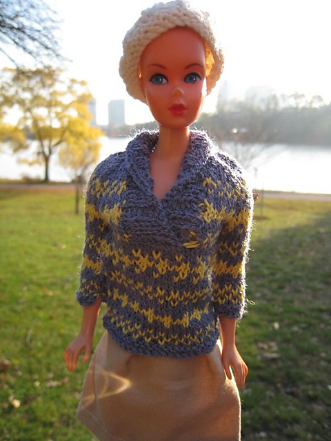 Barbie Shawl Collared Fair Isle Pullover