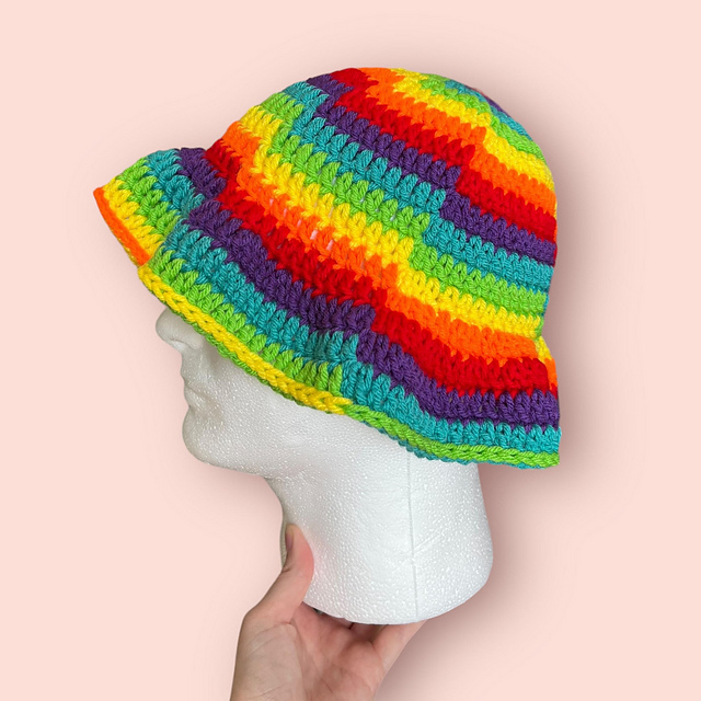 Ravelry: Rainbow Swirl Bucket Hat pattern by Kelsie Beckham